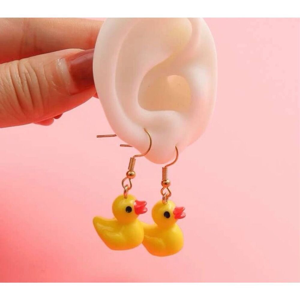 Yellow Duck Statement Earrings - Picture 3 of 3